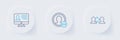 Set line Project team base, Create account screen and Monitor with resume icon. Vector