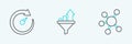 Set line Project team base, Digital speed meter and Sales funnel with chart icon. Vector
