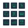Set line Protractor, Graph, schedule, chart, diagram, Office folders, Function mathematical symbol, Abacus, Triangle