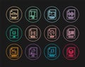Set line PSD file document, DOC, TIFF, EML, JS, PHP, GIF and icon. Vector Royalty Free Stock Photo