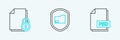 Set line PSD file document, Document and lock and folder protection icon. Vector Royalty Free Stock Photo