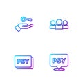 Set line Psychology, Psi, , Solution to the problem and Users group. Gradient color icons. Vector