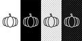 Set line Pumpkin icon isolated on black and white background. Happy Halloween party. Vector Royalty Free Stock Photo