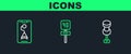 Set line Push pin, City map navigation and Road traffic sign icon. Vector