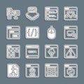 Set line Python programming language, Browser with exclamation mark, files, Programming syntax, Software, Computer Royalty Free Stock Photo