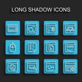 Set line Python programming language, Browser files, Keyboard, Software, Debugging, Clipboard with checklist, Code Royalty Free Stock Photo