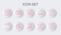 Set line Python programming language, Browser window, Binary code, Online play video, Software, Keyboard, Processor and Royalty Free Stock Photo
