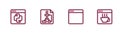 Set line Python programming language, Browser window, Flowchart and Software icon. Vector Royalty Free Stock Photo