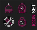 Set line Qibla, Ramadan fasting, Kareem lantern and Muslim Mosque icon. Vector Royalty Free Stock Photo
