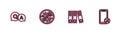 Set line Question and Answer, Office folders, Stop virus, bacteria and Mobile service icon. Vector Royalty Free Stock Photo