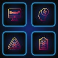 Set line Radiation warning document, Triangle with radiation, Equation solution and Head and electric symbol. Gradient