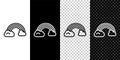 Set line Rainbow with clouds icon isolated on black and white background. Vector Illustration.