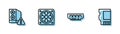 Set line RAM, random access memory, Case of computer, Computer cooler and SD card icon. Vector Royalty Free Stock Photo