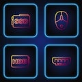 Set line RAM, random access memory, Hard disk drive HDD, SSD card and Computer mouse. Gradient color icons. Vector Royalty Free Stock Photo