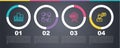 Set line Ranking star, Project team base, Target with arrow and Speech bubble chat. Business infographic template