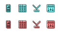 Set line Rapper chain, Music player, Drum machine music and icon. Vector
