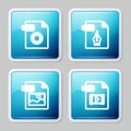 Set line RAW file document, EPS, JPG and MP4 icon. Vector Royalty Free Stock Photo