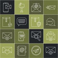 Set line Received message concept, Delete envelope, Speech bubble chat, Mail and e-mail, Envelope check mark, Mobile and