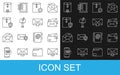 Set line Received message concept, Envelope, setting, Mail box, with shield, Delete envelope and star icon. Vector