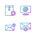 Set line Received message concept, Envelope, Envelope setting and Mail and e-mail on speech bubble. Gradient color icons