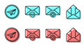 Set line Received message concept, Paper plane, Delete envelope and Outgoing mail icon. Vector