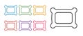 Set line Rectangular pillow icon isolated on white background. Cushion sign. Orthopedic pillow. Set icons colorful