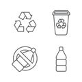 Set line Recycle bin with recycle icon, color, line, outline vector sign, linear style pictogram isolated on white. Symbol, logo Royalty Free Stock Photo