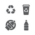 Set line Recycle bin with recycle icon, color, line, outline vector sign, linear style pictogram isolated on white. Symbol, logo Royalty Free Stock Photo