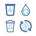 Set line Recycle clean aqua, Send to the trash, and icon. Vector