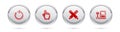 Set line Refresh, Pixel hand cursor, Crossed pencil and Bus stop. Silver circle button. Vector Royalty Free Stock Photo