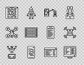Set line Remote aerial drone, Algorithm, Global technology social network, Printed circuit board PCB, Software, web Royalty Free Stock Photo