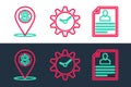 Set line Resume, Cash location pin and Time Management icon. Vector