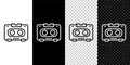 Set line Retro audio cassette tape icon isolated on black and white, transparent background. Vector Royalty Free Stock Photo