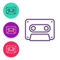Set line Retro audio cassette tape icon isolated on white background. Set icons colorful. Vector Royalty Free Stock Photo