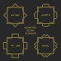 Set of line retro gold frame 1920 style. Vector