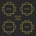 Set of line retro gold frame 1920 style. Vector