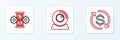 Set line Return of investment, Hourglass and gear and Web camera icon. Vector Royalty Free Stock Photo