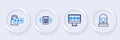 Set line Ringing alarm bell, Monitor with password, Security keypad access panel and Cyber security icon. Vector