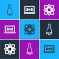 Set line Ringing bell, Atom and Chalkboard icon. Vector Royalty Free Stock Photo