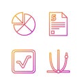 Set line Ringing bell, Open book, Abacus and Infinity. Gradient color icons. Vector