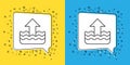 Set line Rise in water level icon isolated on yellow and blue background. Vector