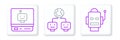 Set line Robot, and Artificial intelligence icon. Vector