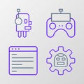 Set line Robot, Computer api interface, Remote control and icon. Vector Royalty Free Stock Photo