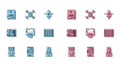 Set line Robot, Electronic computer components motherboard digital chip, 3D printer, doctor, Assembly line, Printed