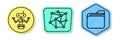 Set line Robot, Neural network and Document folder. Colored shapes Royalty Free Stock Photo