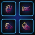 Set line Robot setting, Autonomous smart car, and blueprint. Gradient color icons. Vector Royalty Free Stock Photo