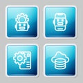 Set line Robot setting, Chat, Neural network and Cloud database icon. Vector