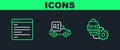 Set line Robot setting, Computer api interface and Autonomous smart car icon. Vector Royalty Free Stock Photo