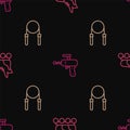Set line Roller skate, Jump rope and Ray gun on seamless pattern. Vector
