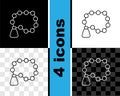 Set line Rosary beads religion icon isolated on black and white, transparent background. Vector